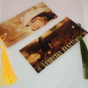 Western Book LONESTAR SANCTUARY Bookmark Set with Yellow and Green Tassels NEW